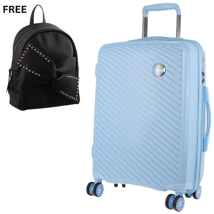 Pierre Cardin Inspired Milleni Luggage Bag Large in Blue + Milleni Waist Bag (2 Items).