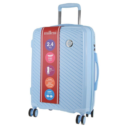 Pierre Cardin Inspired Milleni Luggage Bag Large in Blue + Milleni Waist Bag (2 Items).