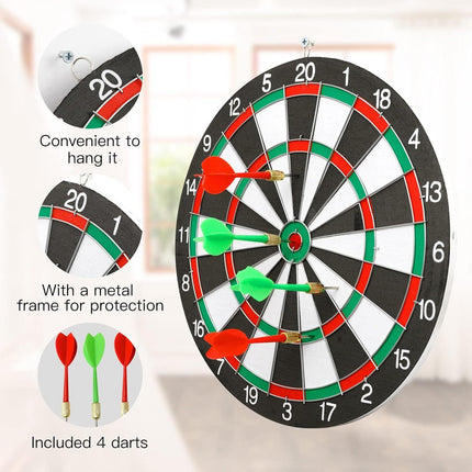 12" Dartboard Dart Board with Steel Darts Professional Competition Party Game.