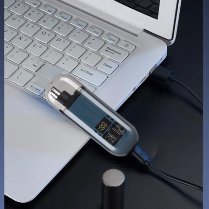 Handheld Portable Nose Hair Trimmer Rechargeable USB-C Clipper Shaver in Blue/Teal.