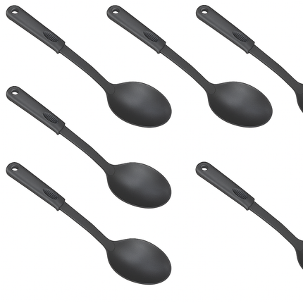 6x 32cm Nylon Serving Spoon in Black.