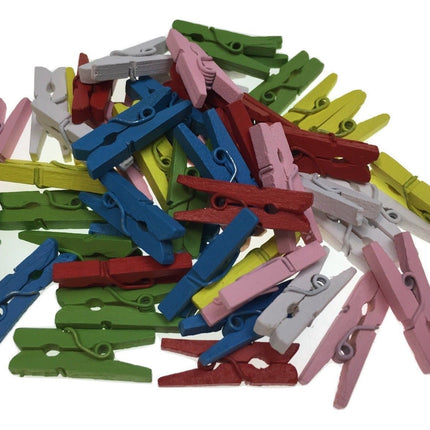 600pcs MINI WOODEN PEGS Natural Craft Baby Shower Clothes Pin Scrapbook 35mm.