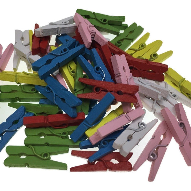 600pcs MINI WOODEN PEGS Natural Craft Baby Shower Clothes Pin Scrapbook 35mm.