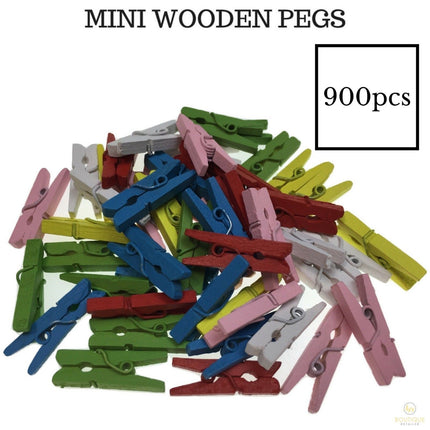 900pcs MINI WOODEN PEGS Natural Craft Baby Shower Clothes Pin Scrapbook 35mm.
