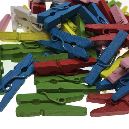 900pcs MINI WOODEN PEGS Natural Craft Baby Shower Clothes Pin Scrapbook 35mm.