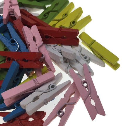 900pcs MINI WOODEN PEGS Natural Craft Baby Shower Clothes Pin Scrapbook 35mm.
