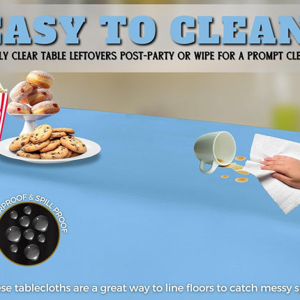 Table Cloth Cover Reusable & Washable Xmas Party 137cm x 274cm (54"x108") in Sky Blue.