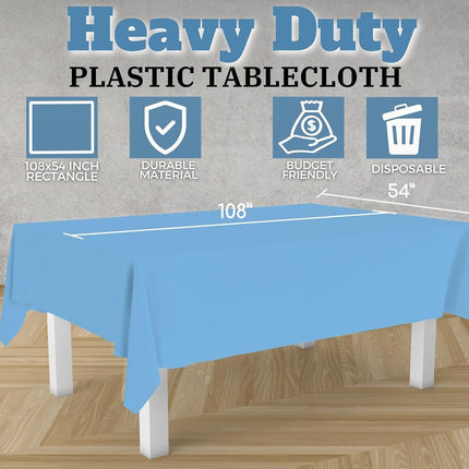 Table Cloth Cover Reusable & Washable Xmas Party 137cm x 274cm (54"x108") in Sky Blue.
