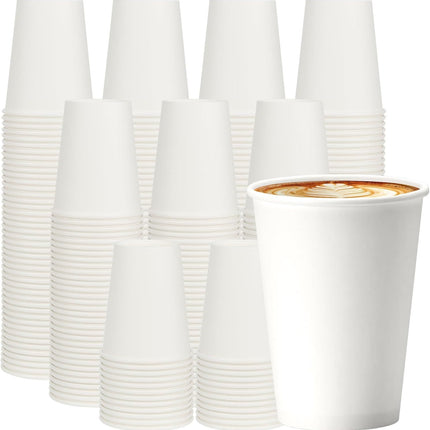 1000x 12oz Premium Paper Coffee Cups in White Bulk Wax Free Extra Strong in White.