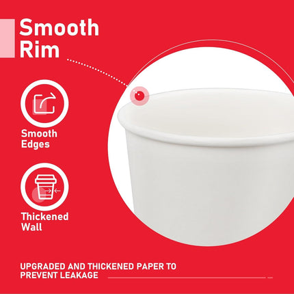 1000x 12oz Premium Paper Coffee Cups in White Bulk Wax Free Extra Strong in White.