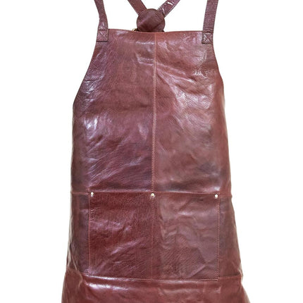 Pierre Cardin Professional Leather Apron Butcher Woodwork Hairdressing Barber Chef - Chestnut.