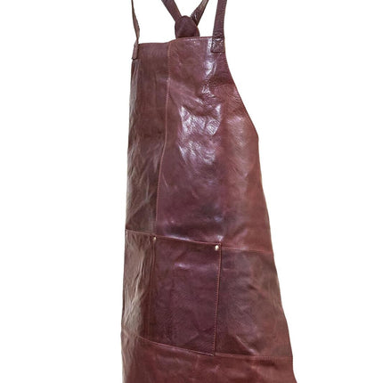 Pierre Cardin Professional Leather Apron Butcher Woodwork Hairdressing Barber Chef - Chestnut.