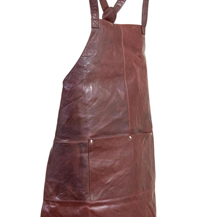 Pierre Cardin Professional Leather Apron Butcher Woodwork Hairdressing Barber Chef - Chestnut.