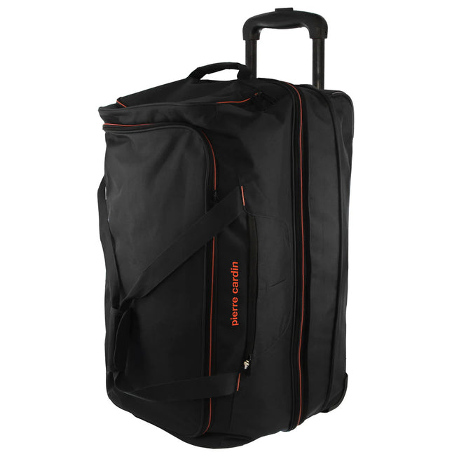 140L Pierre Cardin Trolley Bag Medium Soft Travel Luggage Wheeled Duffle - Black.