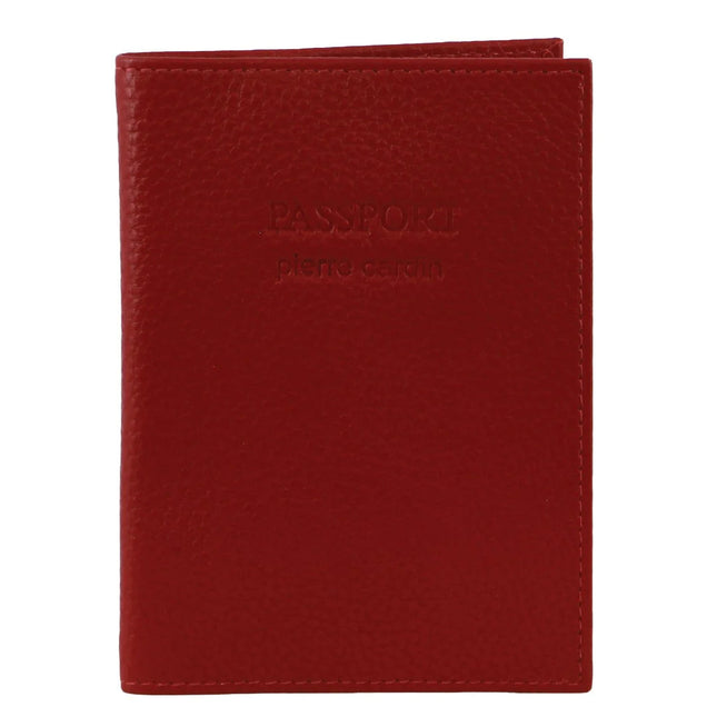 Pierre Cardin Slim Leather Passport Wallet Holder RFID Case Cover - Red.
