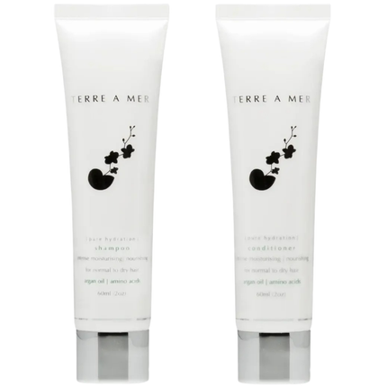 Terre A Mer Pure Hydration Amino Acid/Argan Oil Shampoo & Conditioner  - 60ml Travel Size.
