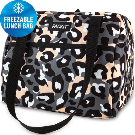 PACKIT Freezable Ice Lunch Bag Tote Food Storage Camping Travel Tiger - Wild Leopard.