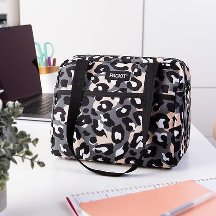PACKIT Freezable Ice Lunch Bag Tote Food Storage Camping Travel Tiger - Wild Leopard.
