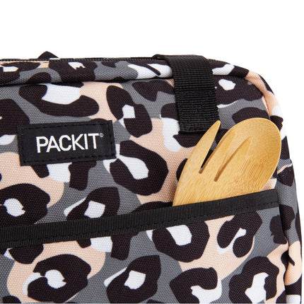 PACKIT Freezable Ice Lunch Bag Tote Food Storage Camping Travel Tiger - Wild Leopard.