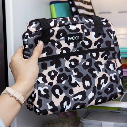 PACKIT Freezable Ice Lunch Bag Tote Food Storage Camping Travel Tiger - Wild Leopard.