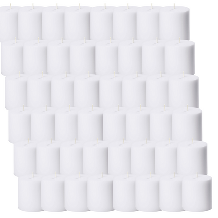 48x Premium Church Candle Pillar Candles White Unscented Lead Free 36Hrs - 7*7cm.