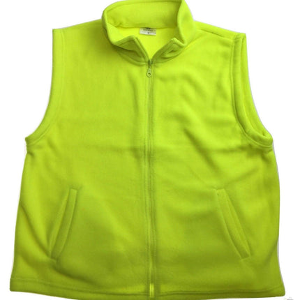 PLAIN HI VIS Polar Fleece Vest Full Zip Safety Workwear High Visibility Fleecy - Fluro Yellow - L.