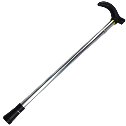 Metal WALKING STICK Travel Extendable Pole Compact Adjustable Lightweight - Silver.