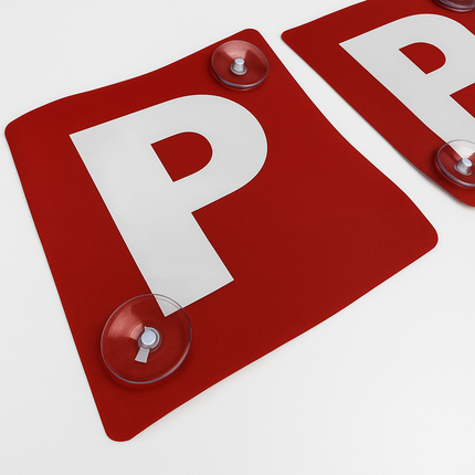2x RED P PLATES Suction Probationary Car Window Signs for VIC/WA (Victoria & Western Australia).