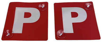 2x RED P PLATES Suction Probationary Car Window Signs for VIC/WA (Victoria & Western Australia).