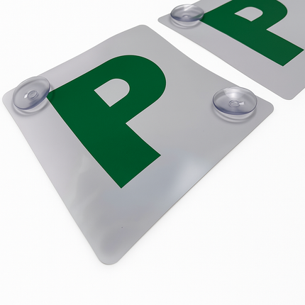 2x GREEN P PLATES Suction Probationary Car Window Signs for NSW (New South Wales).