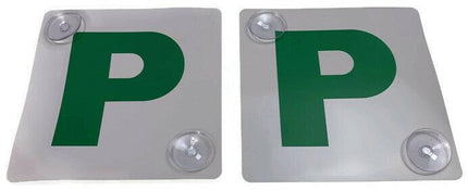 2x GREEN P PLATES Suction Probationary Car Window Signs for NSW (New South Wales).