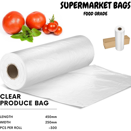 3 Produce Rolls Bags Heavy Duty Food Grade Freezer Supermarket Bag Gusset.