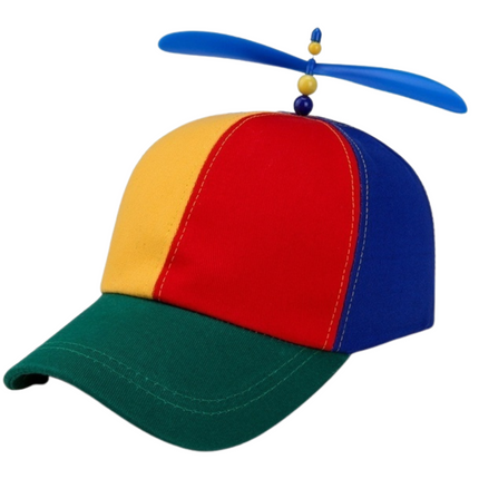 Propeller Helicopter Hat Clown Cap Jester Tweedledee Costume Windmill Snap.