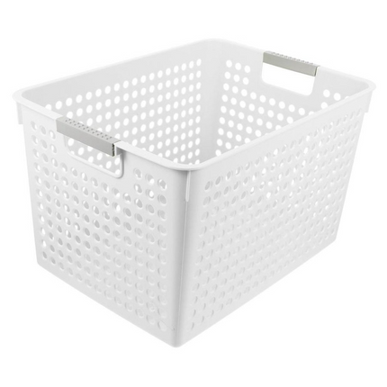 24x Premium Plastic Storage Basket Bulk w/ Grip Handles 31*22*17.8cm.