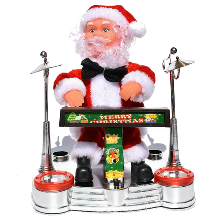 Santa Claus Playing Ornament Piano Doll Musical Electric Toy Xmas Christmas Gift.