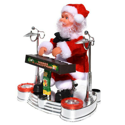 Santa Claus Playing Ornament Piano Doll Musical Electric Toy Xmas Christmas Gift.