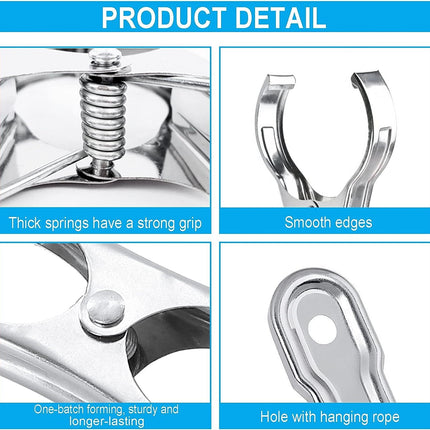6x STAINLESS STEEL CLOTHES PEGS Laundry Clips Washing Line Clothespin.