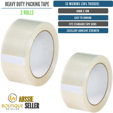 2 Rolls Packing Heavy Duty Packing Packaging Tape EXTRA STRONG 52 Microns 48mm.