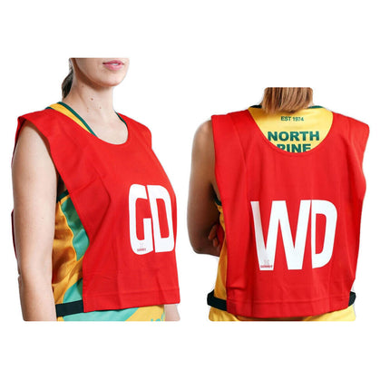7pcs Set of Summit Netball Bibs Senior Team Pack Bulk Net Ball - Red Colour.