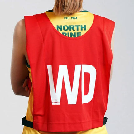 7pcs Set of Summit Netball Bibs Senior Team Pack Bulk Net Ball - Red Colour.