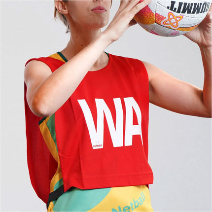 7pcs Set of Summit Netball Bibs Senior Team Pack Bulk Net Ball - Red Colour.