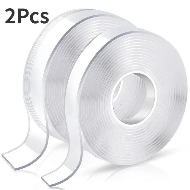 2x Double-Sided Nano Mounting Tape Traceless Clear Adhesive Invisible Gel 2M x 20mm.