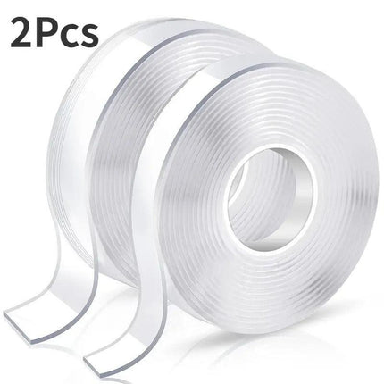 2x Double-Sided Nano Mounting Tape Traceless Clear Adhesive Invisible Gel 2M x 20mm.