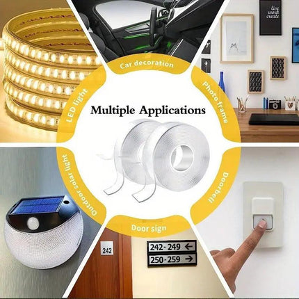 2x Double-Sided Nano Mounting Tape Traceless Clear Adhesive Invisible Gel 2M x 20mm.