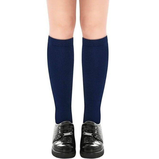 1x Pair School Uniform Knee High Socks Cotton Rich Girls Boys Kids - Navy - 2-8 (10-12 Years Old).