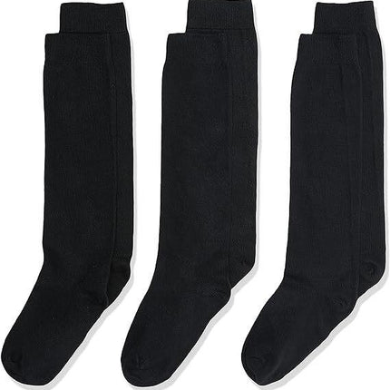 12x Pairs School Uniform Knee High Socks Cotton Rich Girls Boys Kids Bulk - Black - 2-8 (10-12 Years Old).