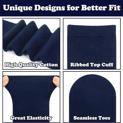 6x Pairs School Uniform Knee High Socks Cotton Rich Girls Boys Kids Bulk - Navy - 2-8 (10-12 Years Old).
