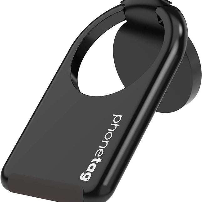 phonetag - Multi-View Phone Stand with Magnetic Ring Holder Universal (Black).