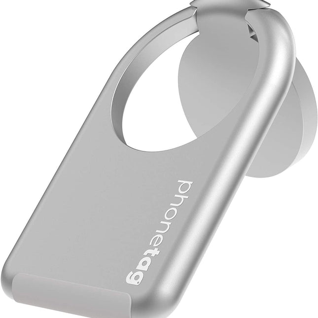 phonetag - Multi-View Phone Stand with Magnetic Ring Holder Universal (Silver).