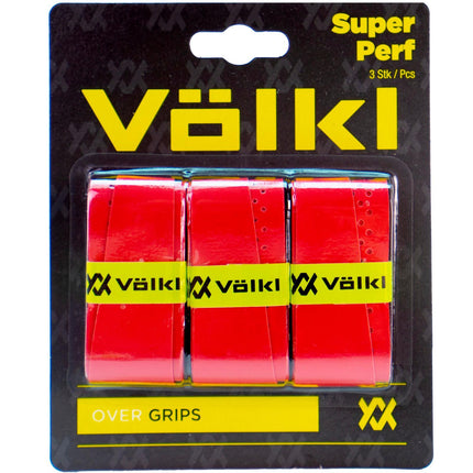 Volkl Super Perf Over Grip Overgrip Tennis Squash Badminton - 3 Pack - Red.